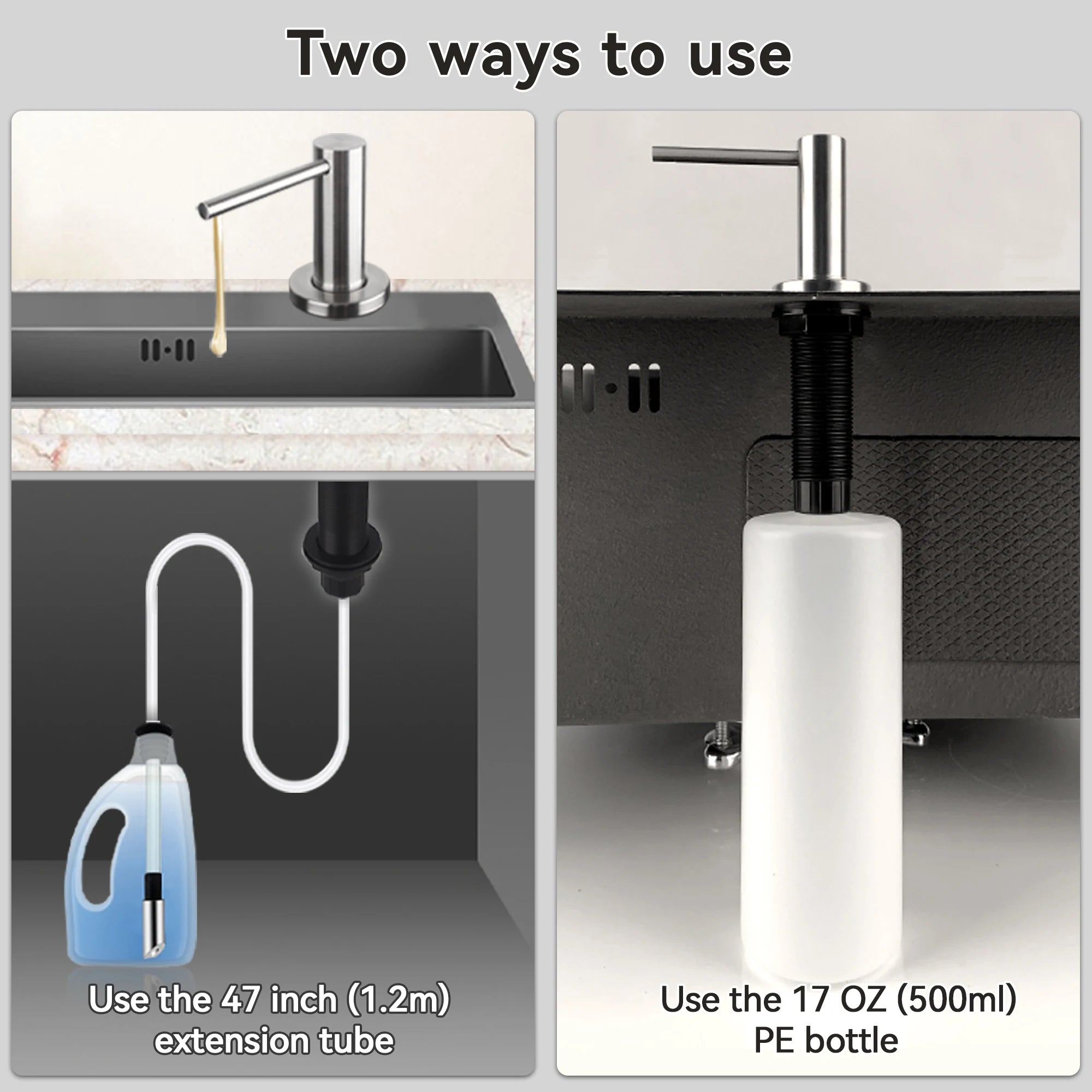 Solid 304 Stainless Steel Soap Dispenser for Kitchen Sink