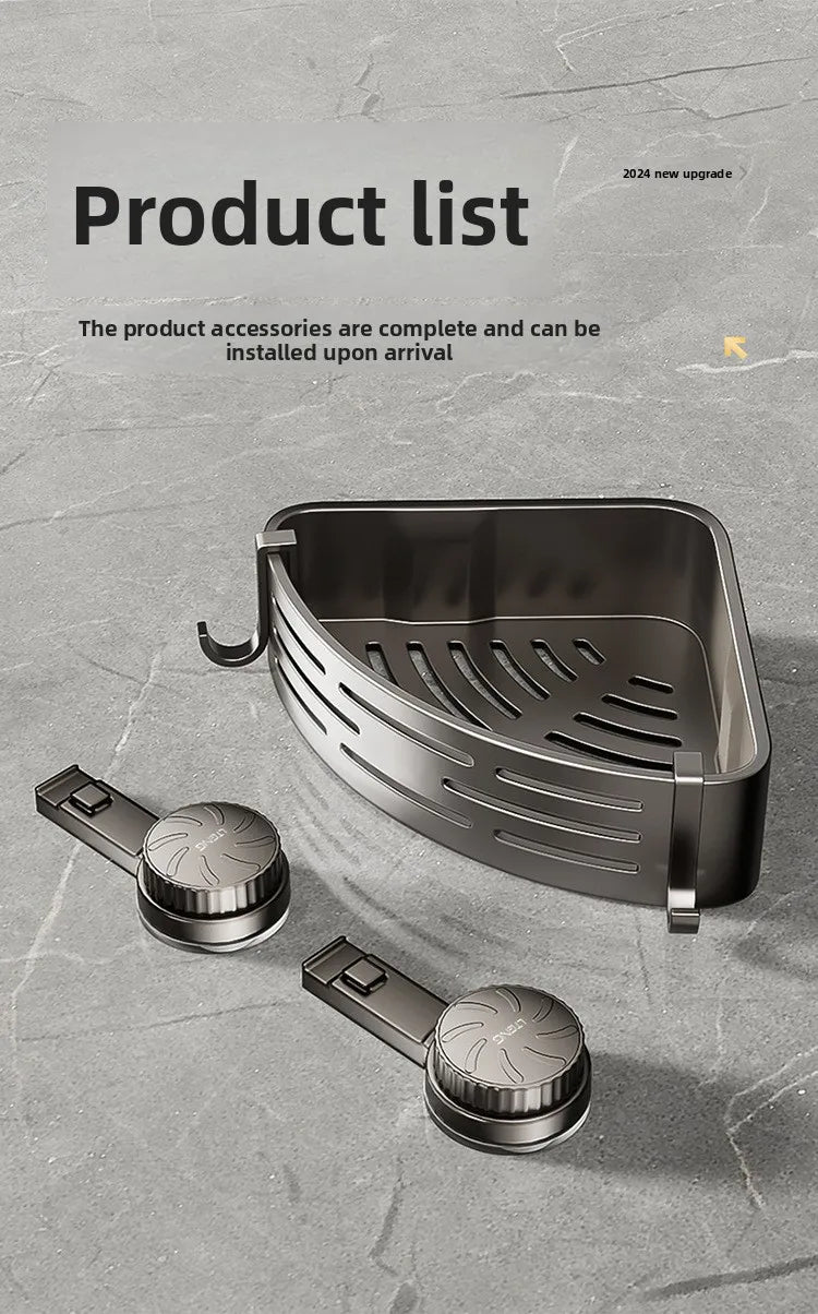 Bathroom suction cup triangular basket storage rack
