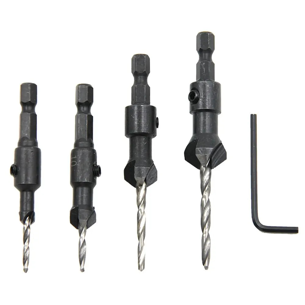 4pc Cone-shaped Countersunk Head Drill Hexagonal Shank Hole Expanding