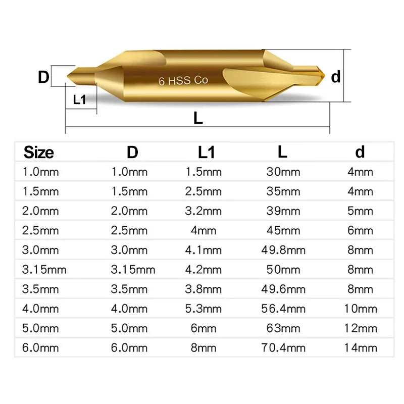 M35 Cobalt Center Drill Bit 60 Degree Countersink Drill Stainless