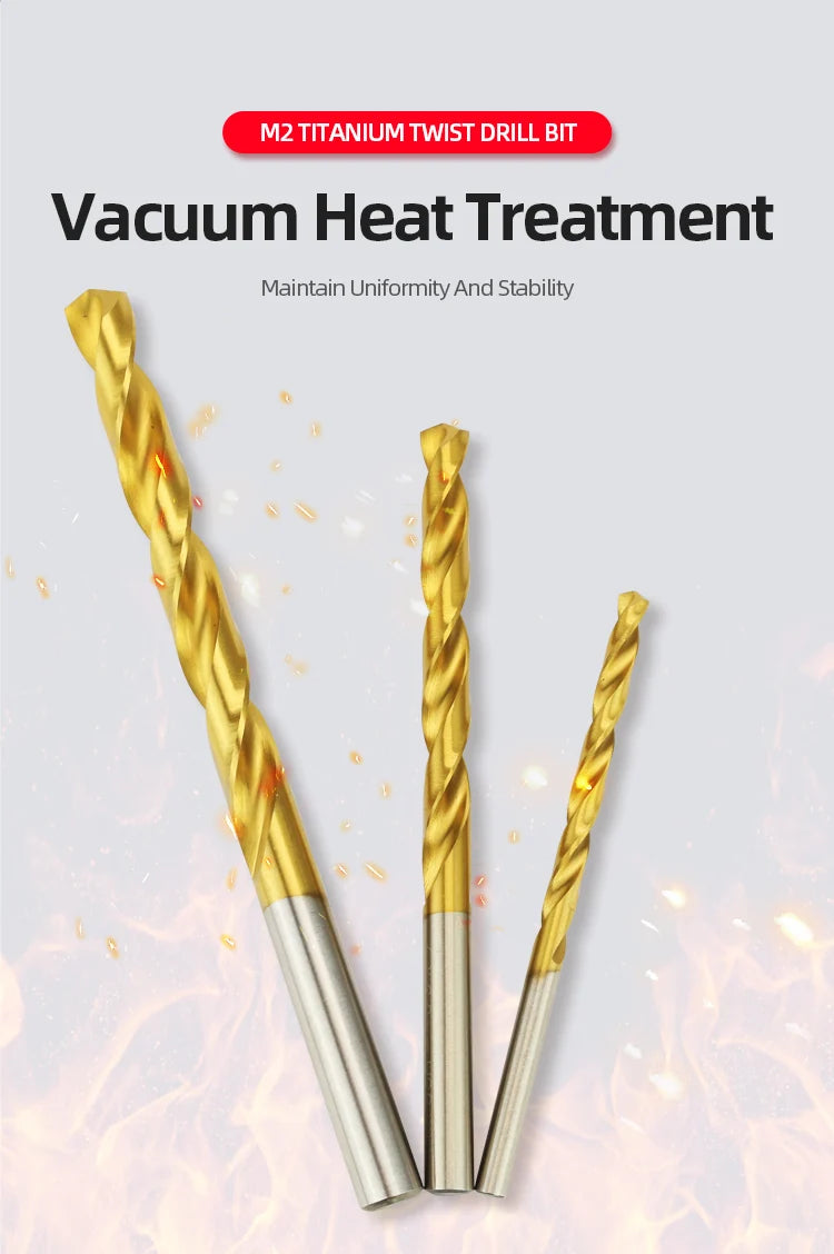 Titanium Twist Drill HSS High Speed Steel Drill Bits 10Pcs Power
