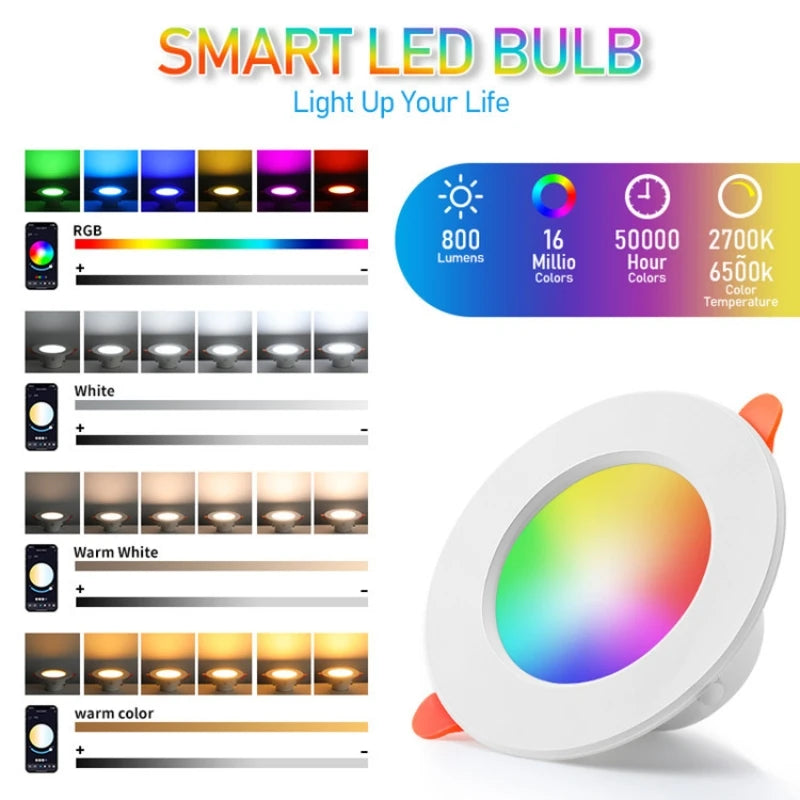 TUYA  LED Downlight Dimmable AC85-265V 10W 15W  Intelligent Graffiti