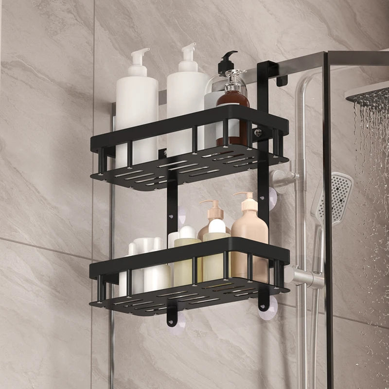 Bathroom wall mounted three-layer storage rack, door mounted rack