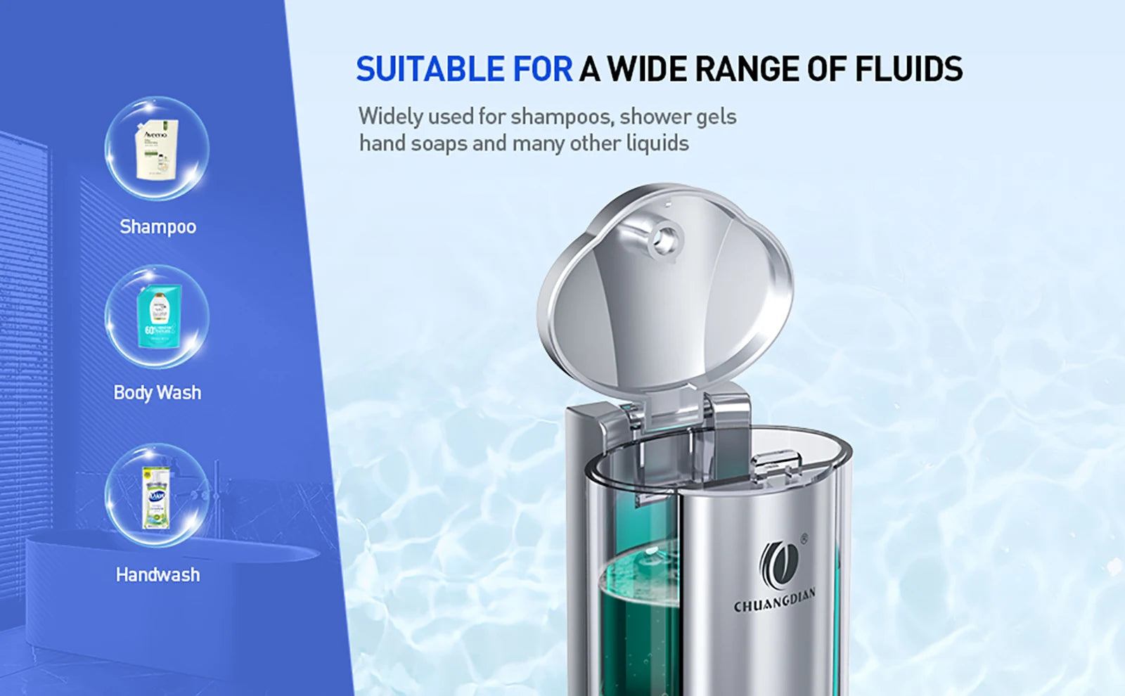 Wall Soap Liquid Dispenser No Drill Bathroom Shampoo