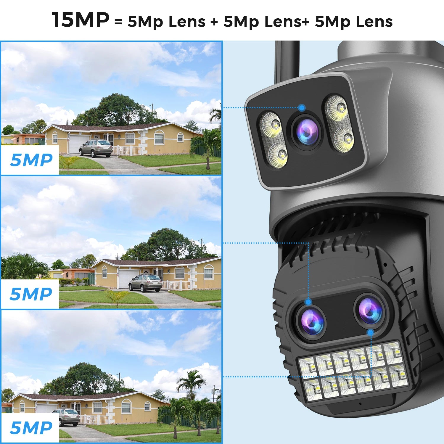 Outdoor Dual Screen Security PTZ Cam, Auto Tracking Surveillance, 6K