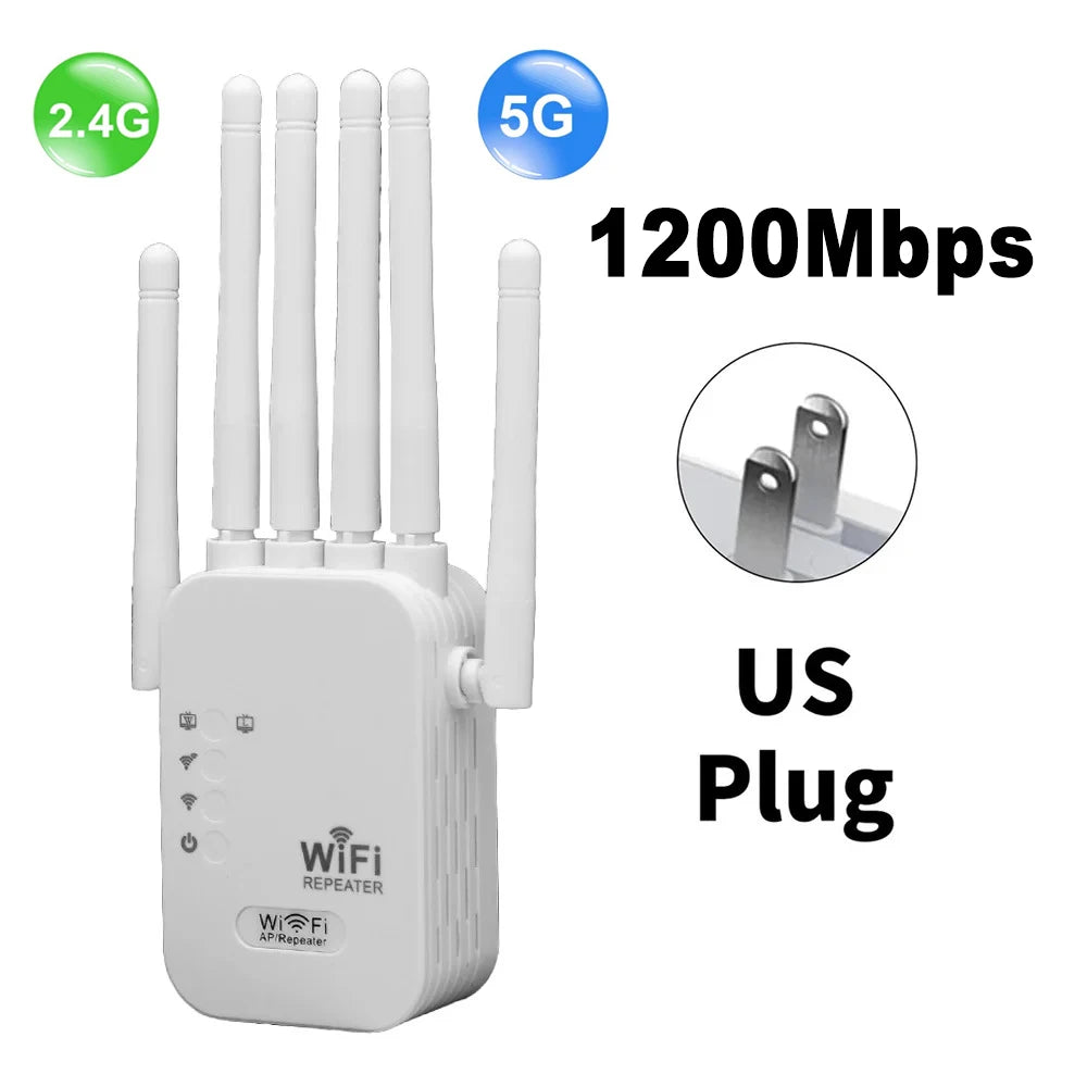 Kebidumei 1200Mbps Dual-Band WiFi Repeater & Extender – 2.4G/5G AC