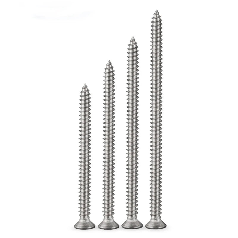 Rust-Resistant M4 x 200mm Flat Head Wood Screws, Self-Tapping & Long