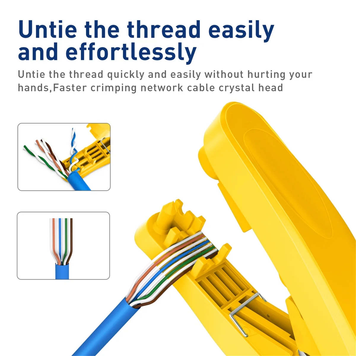 4-in-1 RJ45 Network Cable Tool – Cut, Strip, Untangle & Straighten