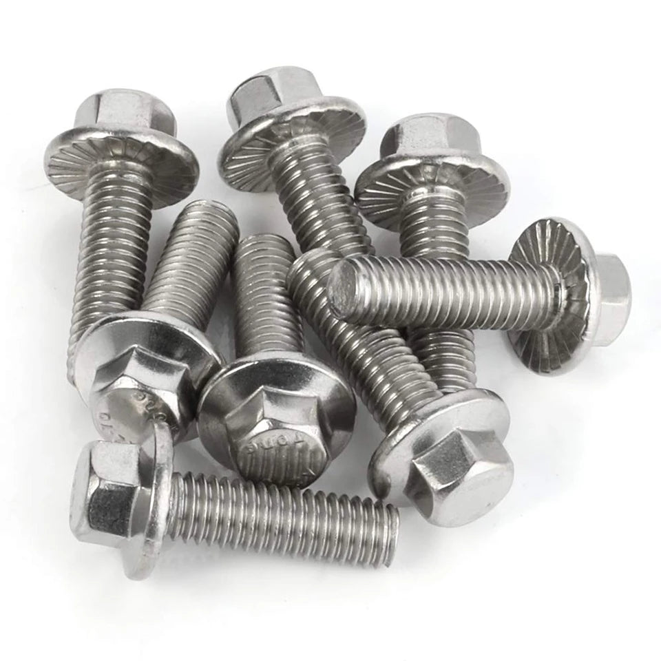 1-10pcs Hex Flange Bolt 304 Stainless Steel M4 M5 M6 M8 M10 M12