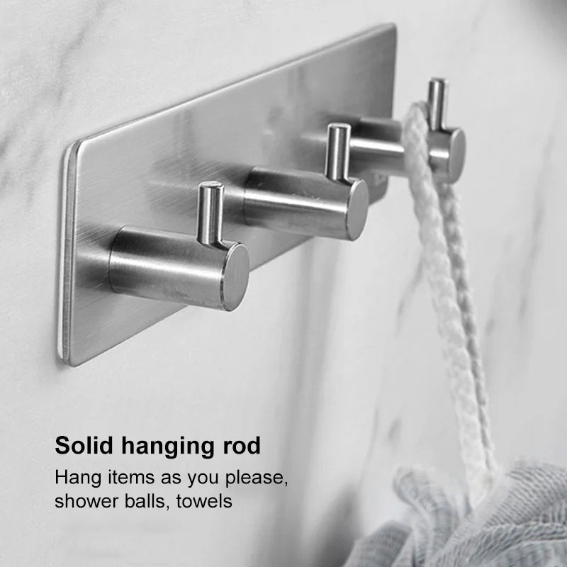 Stainless steel adhesive hooks for hanging clothes on the back