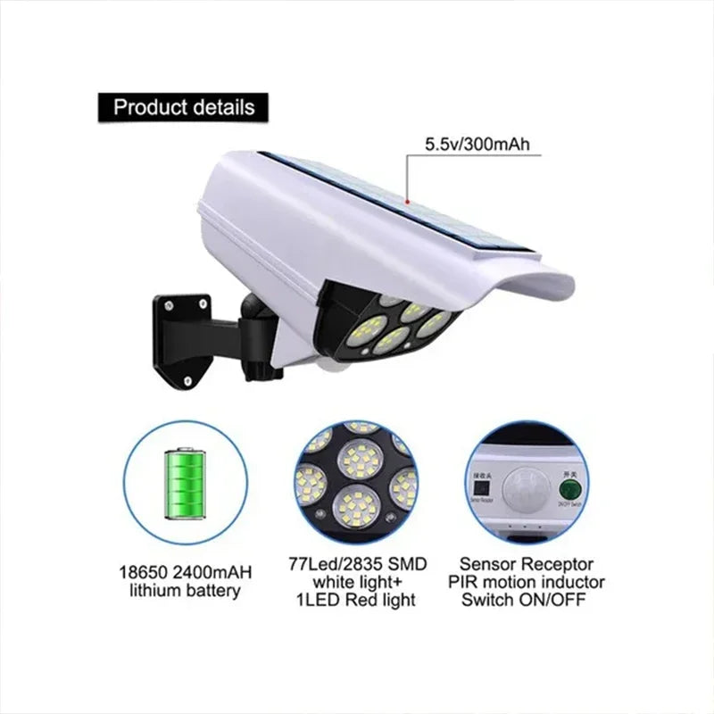 77LED Solar Light Simulation Security Dummy Camera Motion Sensor