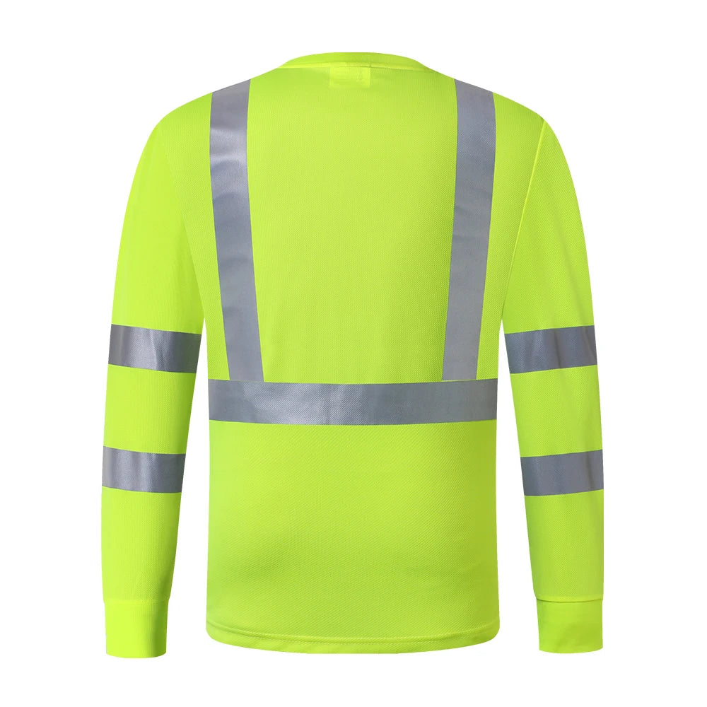Long Sleeve Safety Shirt High Visibility Reflective Construction Work