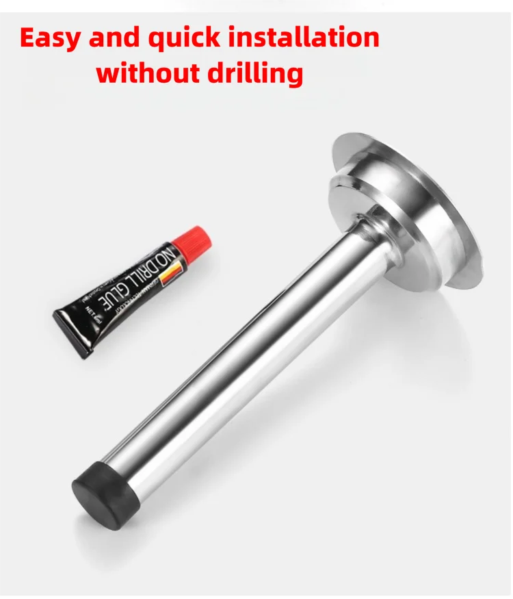 Drill-Free Silent Door Stopper - Extra Long & Thick Door Holder