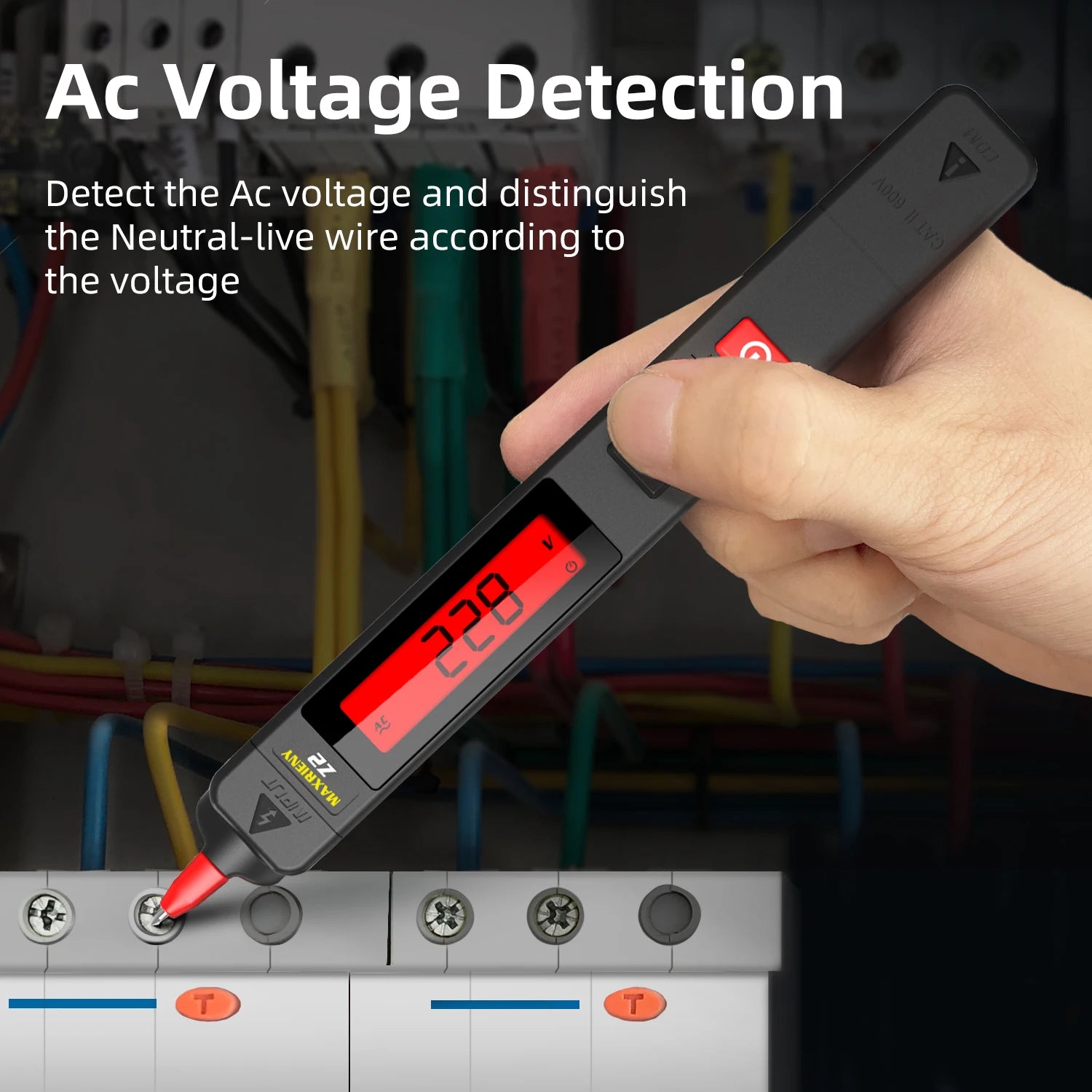 MAXRIENY Voltage Tester 12V-300V Non-Contact and Contact Voltage Pen