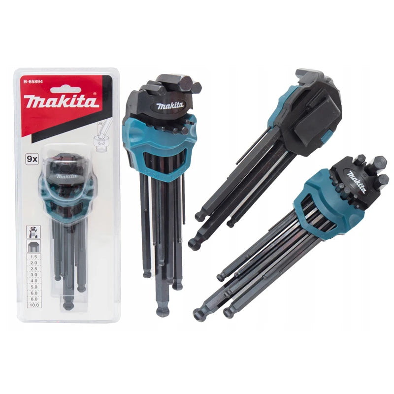Makita B-65894 Hex Key Wrench Set 9-Piece Multiple Sizes Exagonal