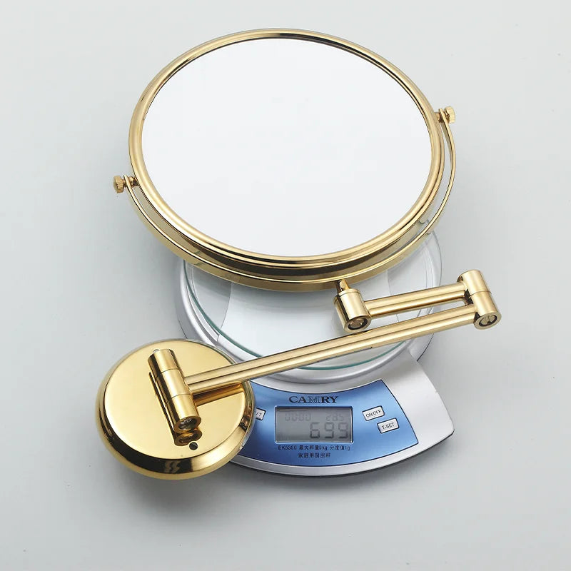 Gold 8 Inch Mirror Wall Mounted Bathroom Makeup Mirror Extending