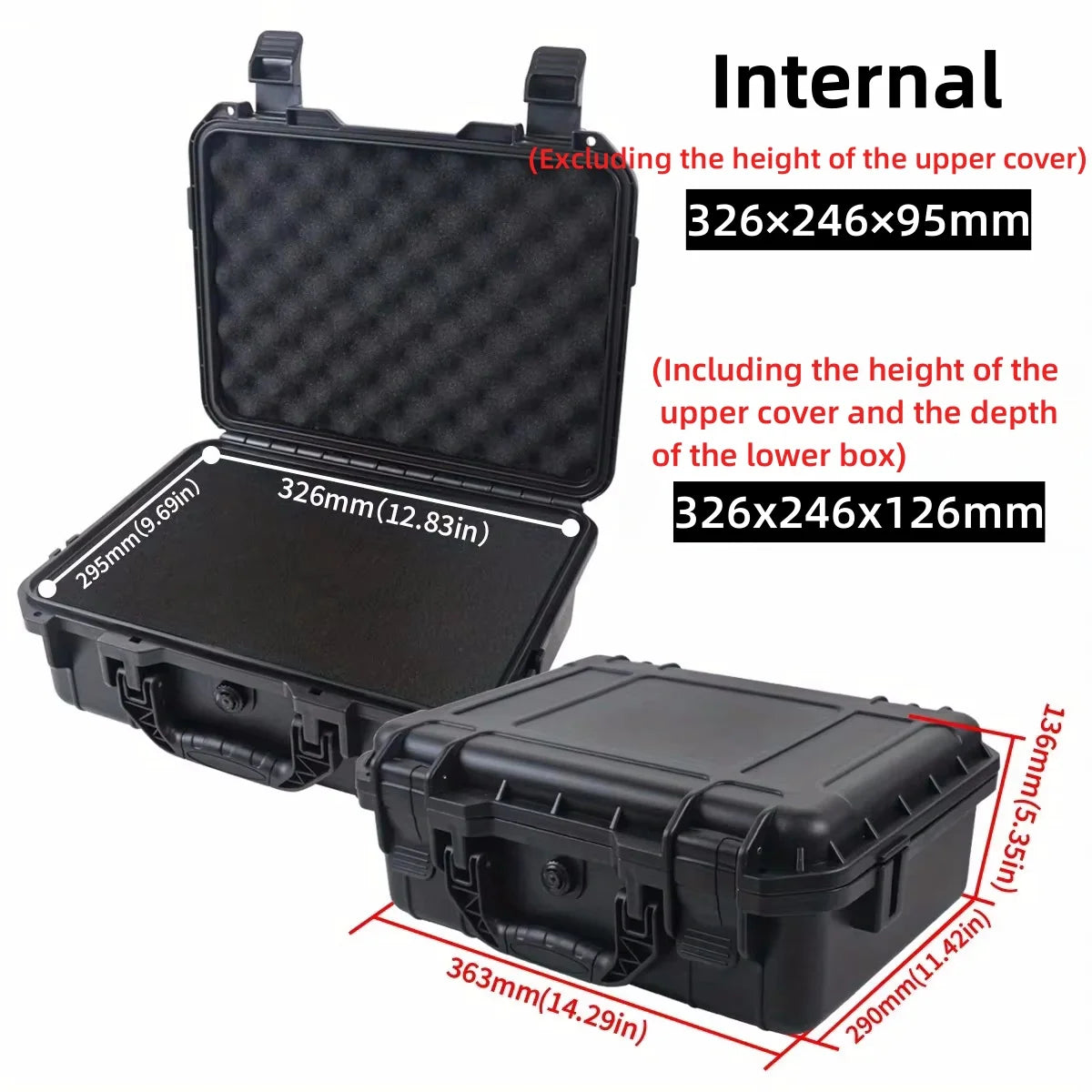 1pc Waterproof Hard Carry Case Bag Tool Case With Pre-cut Sponge