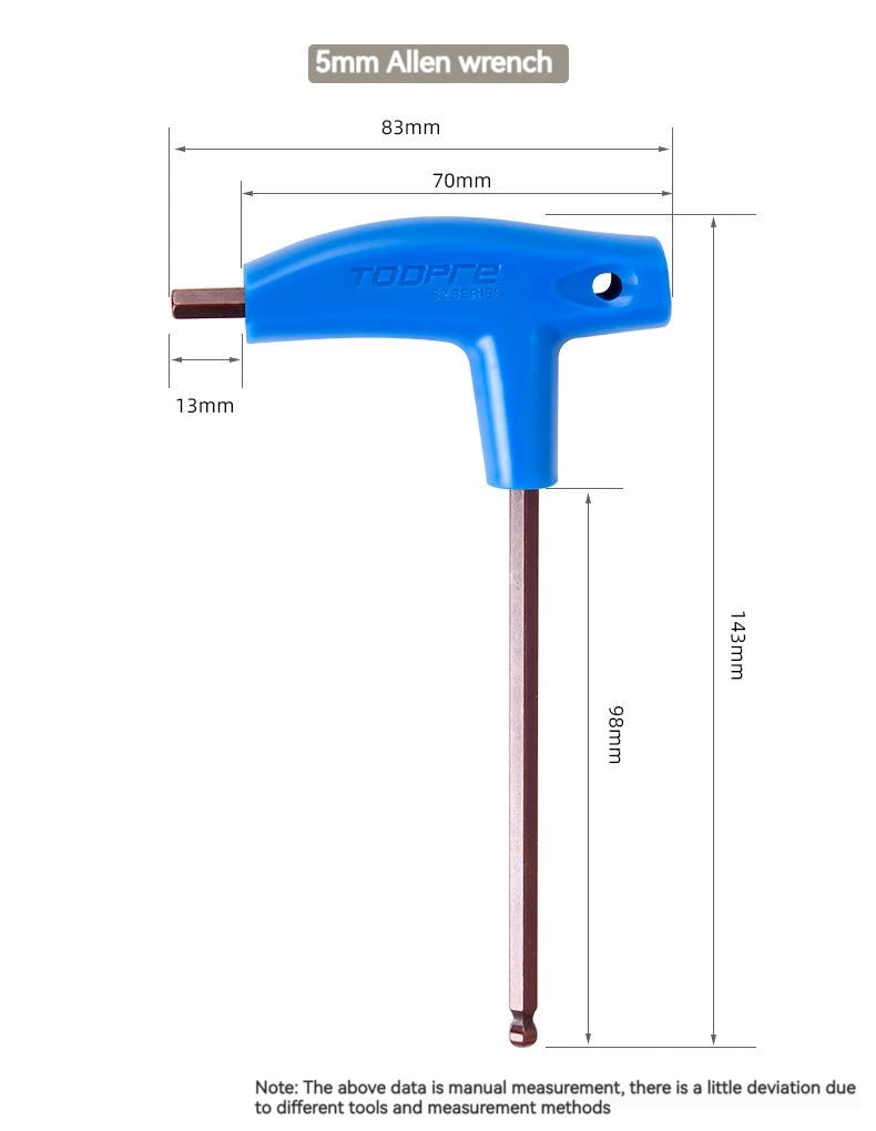 T25 3/4/5/6MM Bike Allen Key Wrench T-Shaped Extended Plastic Handle