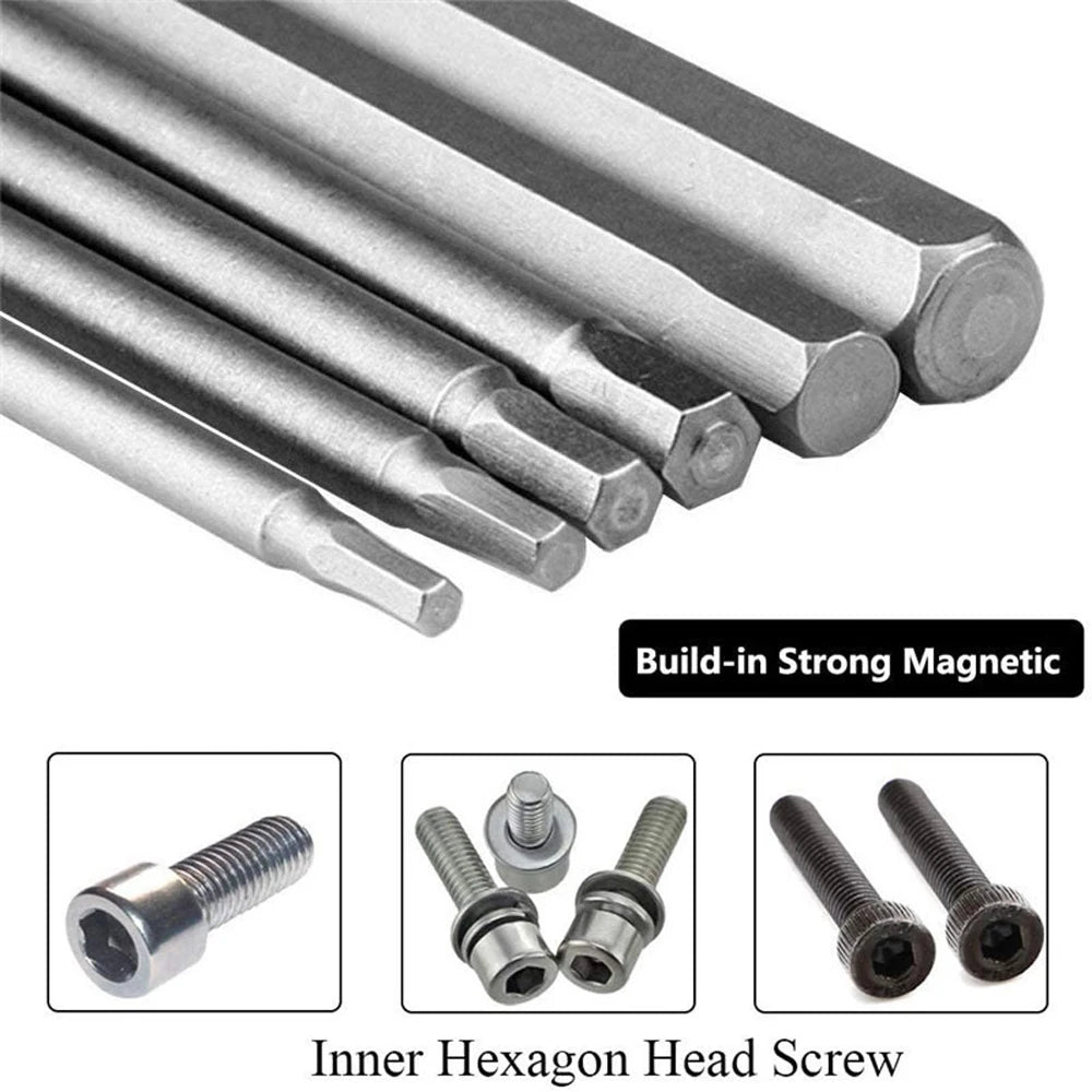8pcs 100mm Hex Head Allen Wrench Drill Bits Set SAE Metric Allen
