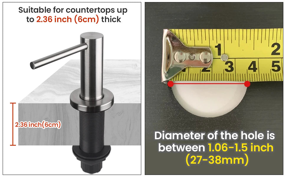 Solid 304 Stainless Steel Soap Dispenser for Kitchen Sink