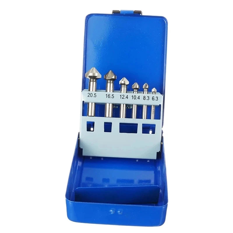 6-Piece Chamfering End Mill Cutter — 3 Flute 6.3mm to 20.5mm Round