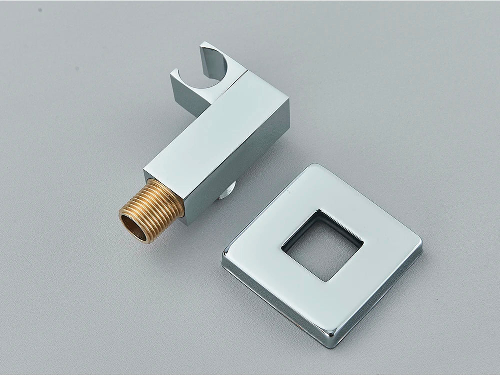 Poiqihy Chrome Shower Head Holder Handheld Shower Spray Bracket Wall