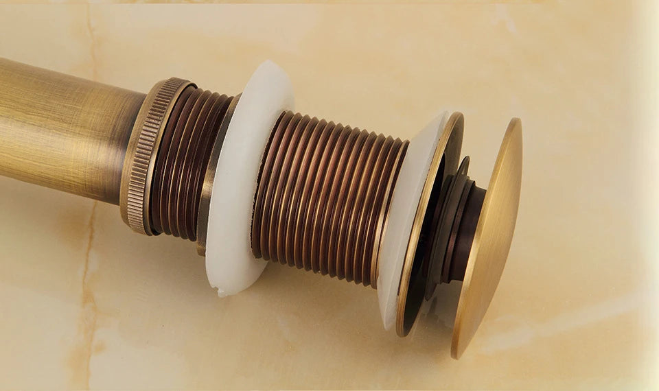 Antique Brass Pop Up Drain Bathroom Sink Push Down Pop Up Stopper