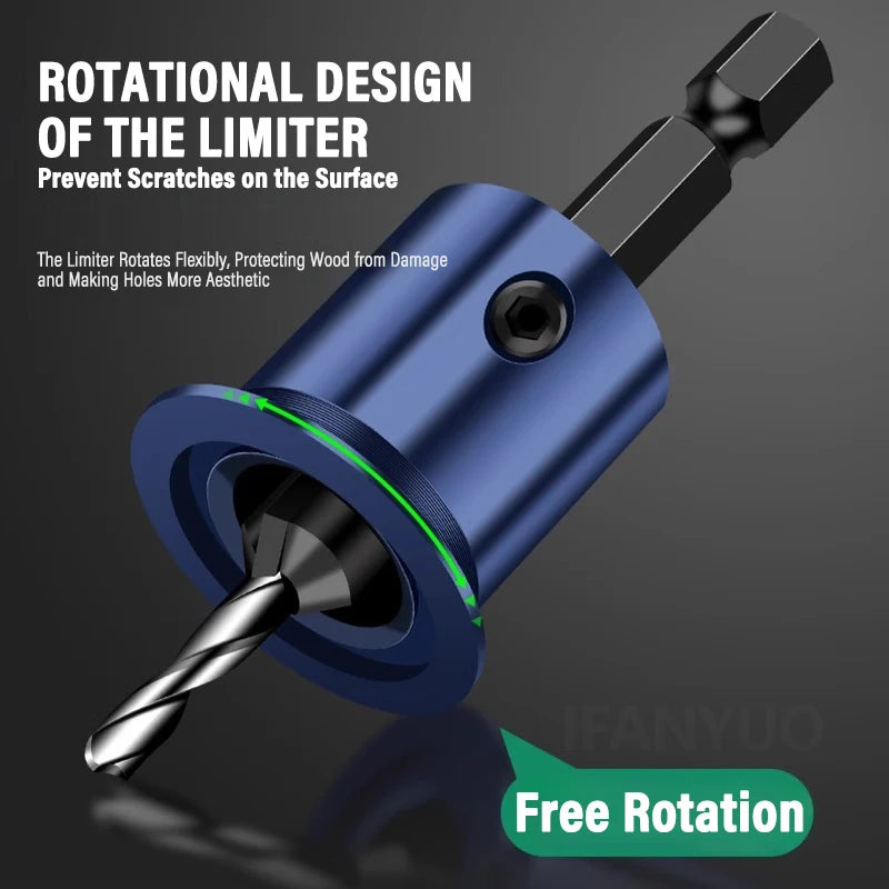 Hexagonal Handle Woodworking Countersunk Drill Bit 2-in-1 Adjustable