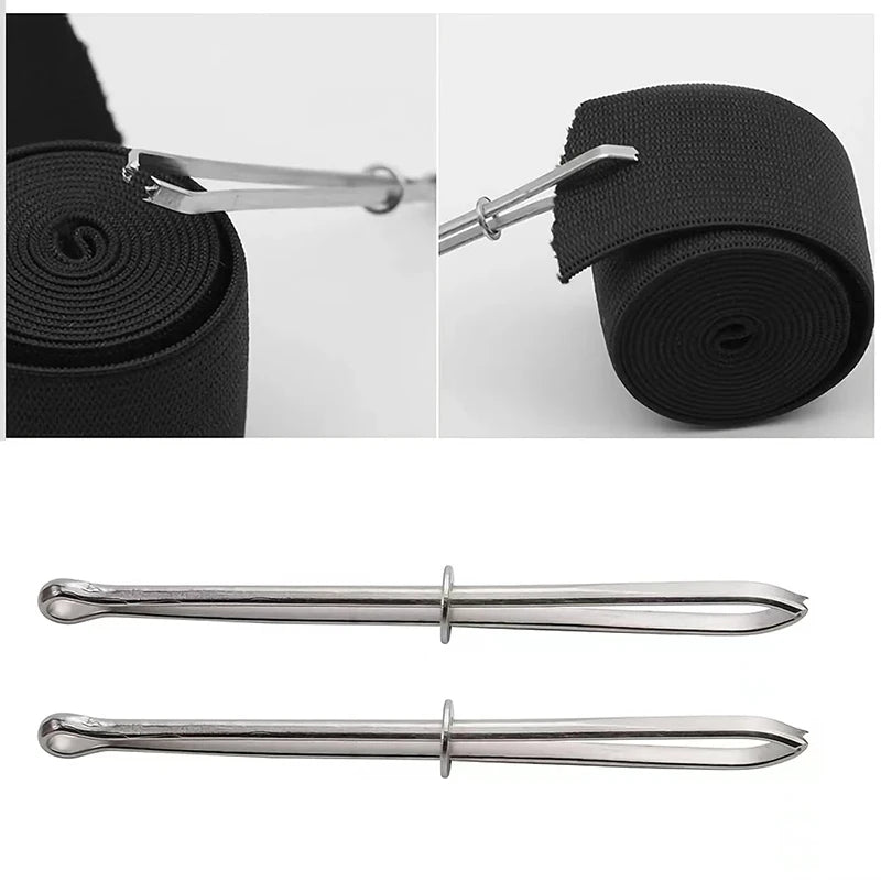 2pcs Stainless Steel Garment Clips Sewing DIY Tools Elastic Band Tape