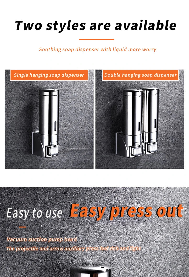 Stainless Steel Soap Dispenser Wall Mounted Kitchen Accessories