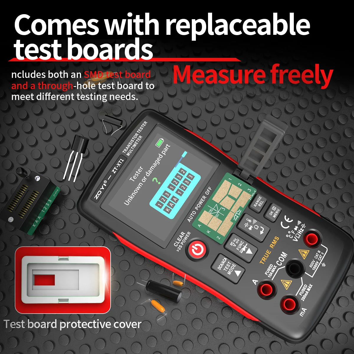 ZOYI ZT-XT1 2-in-1 Transistor Tester Digital Multimeter 25000 Counts