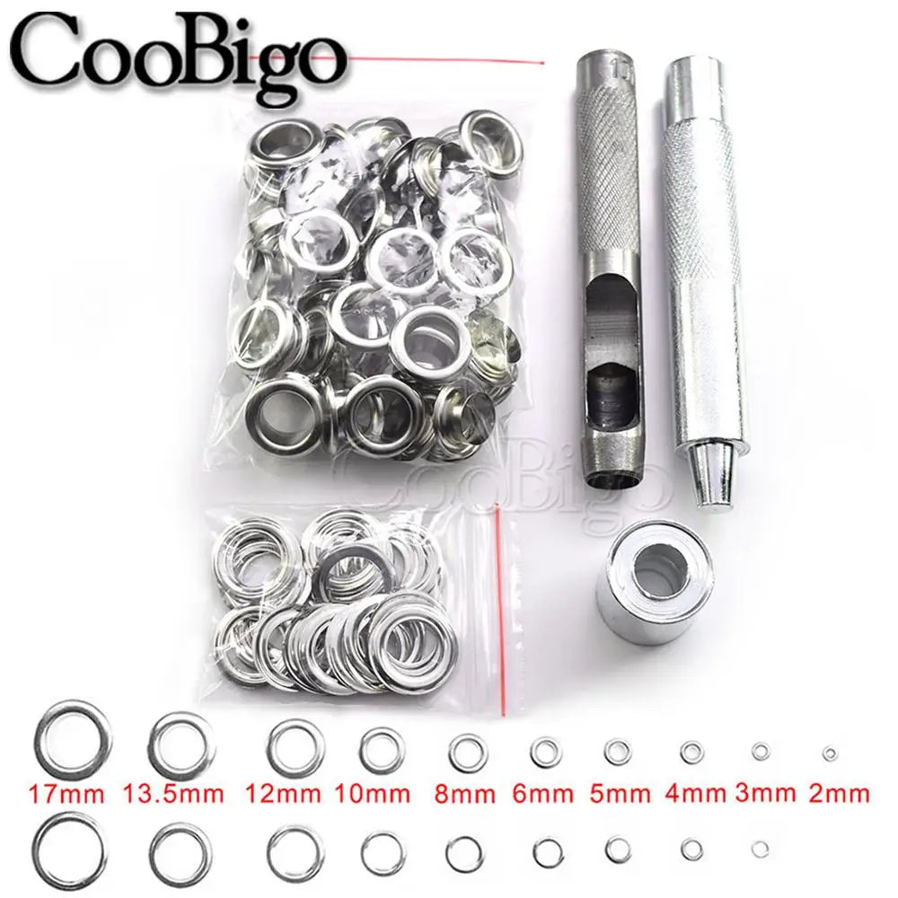 100sets Metal Eyelet Grommet Punch Installer Tool Set for Belt