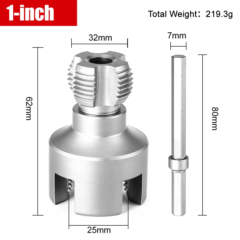 Pipe Threading Tool — DN15, DN20 & DN25 Hex Shank Die for Internal