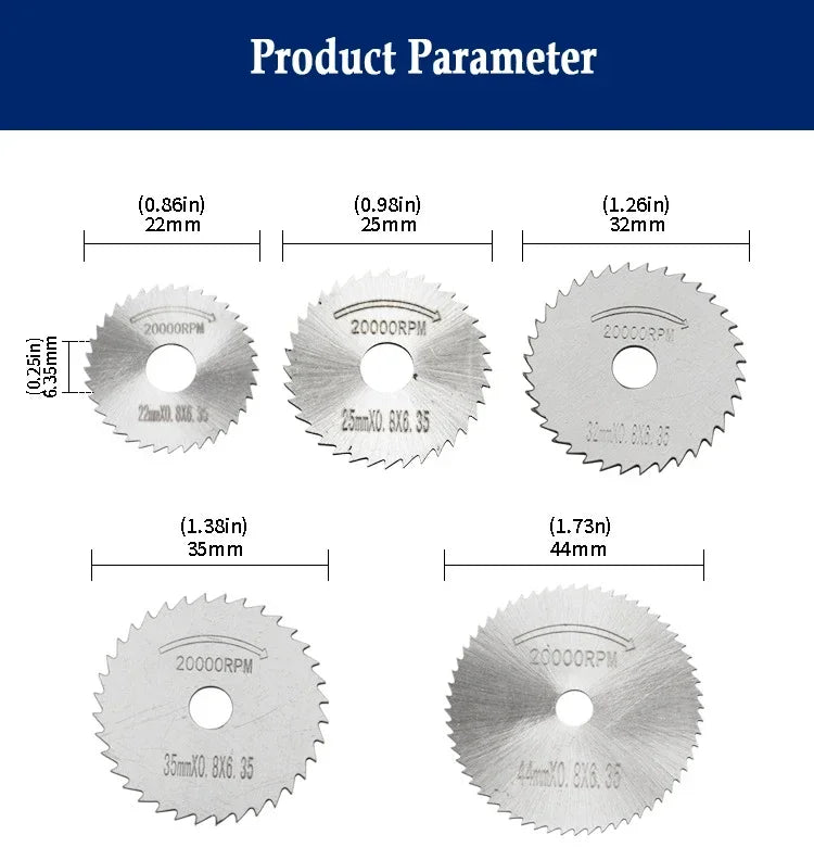 HSS Circular Saw Blade Set – 6-Piece High Speed Steel Cutting Discs