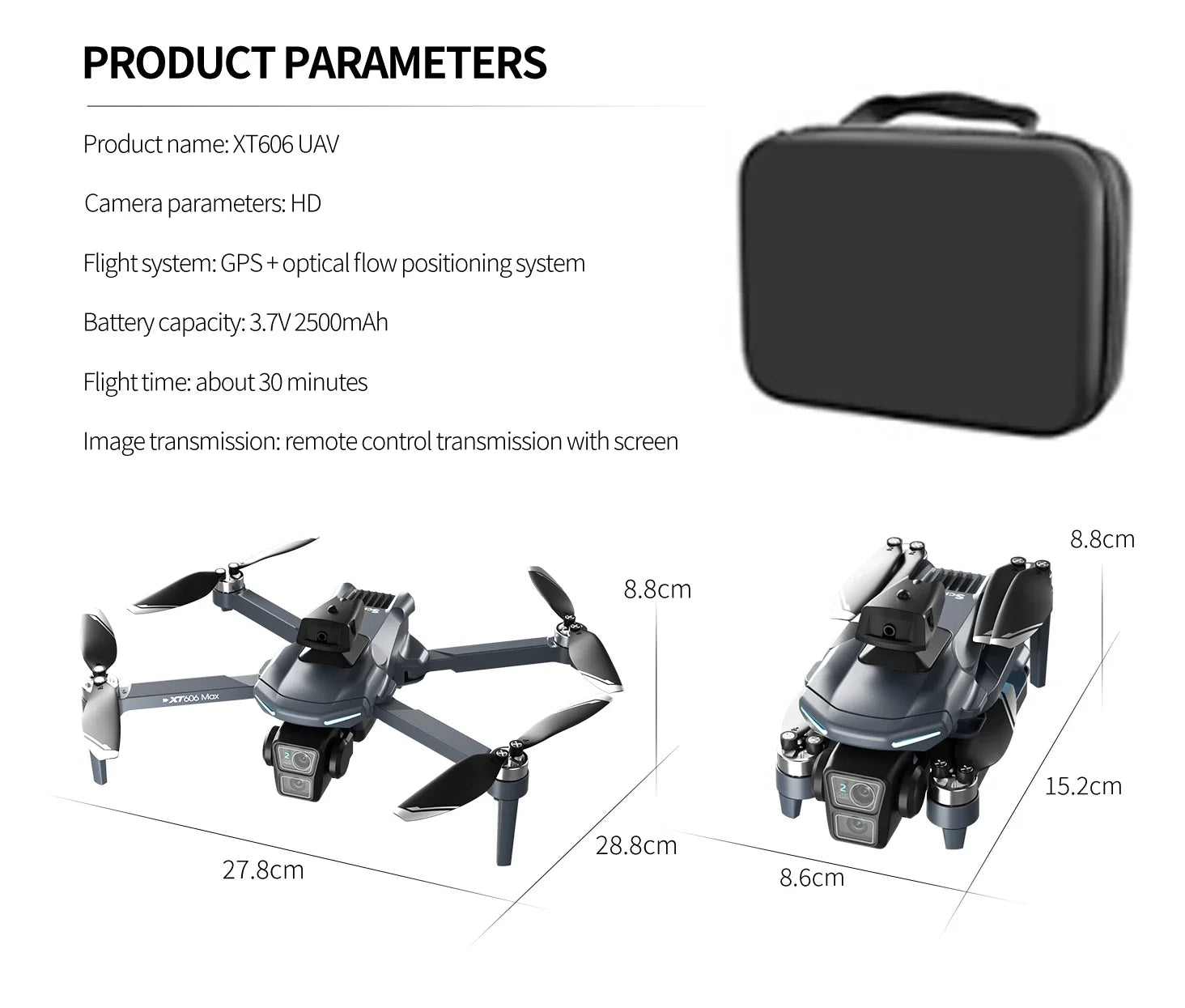 XT606 GPS Drone 8K HD 360° Dual Cameras 5G WiFi FPV Brushless Foldable