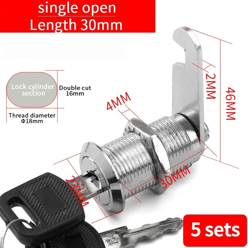 5/20 Sets Security Cam Locks - Metal Alloy Cylinder Cabinet Locker