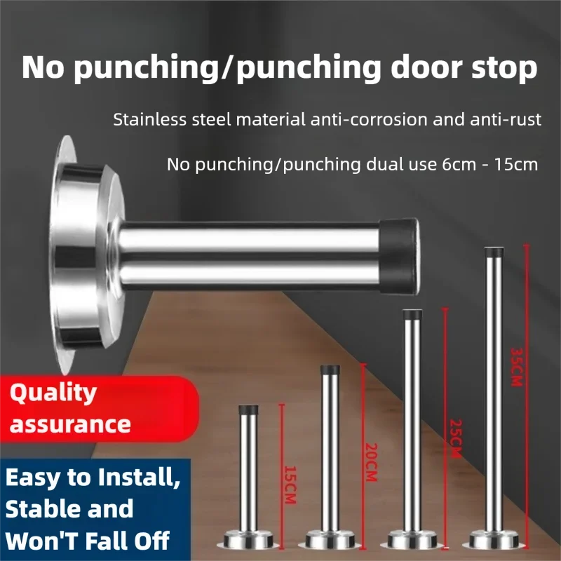 Drill-Free Silent Door Stopper - Extra Long & Thick Door Holder