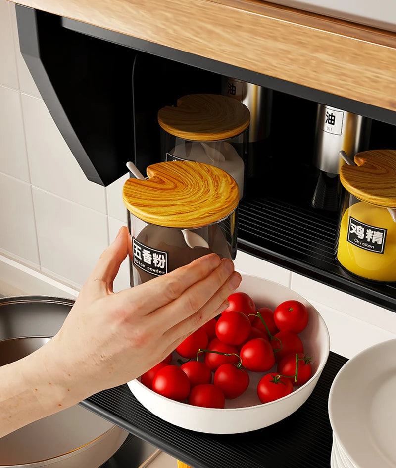 Pull-Down Folding Cabinet Condiment Shelf – Aluminium Wall Hanging