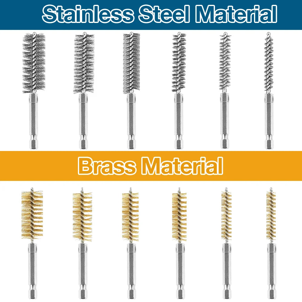 6/12Pcs Stainless Steel Wire Brush,Drilling Cleaning Brush Set