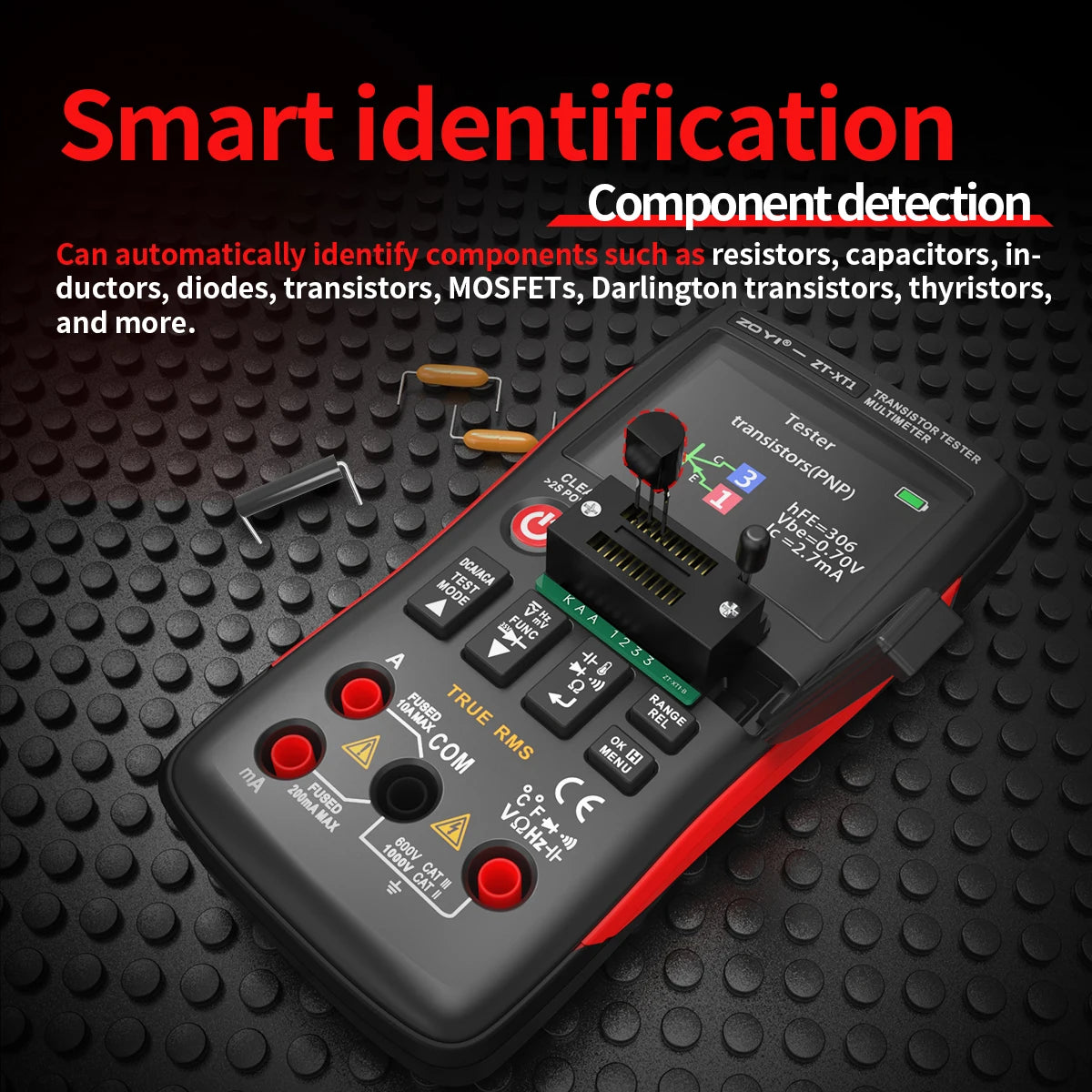 ZOYI ZT-XT1 2-in-1 Transistor Tester Digital Multimeter 25000 Counts
