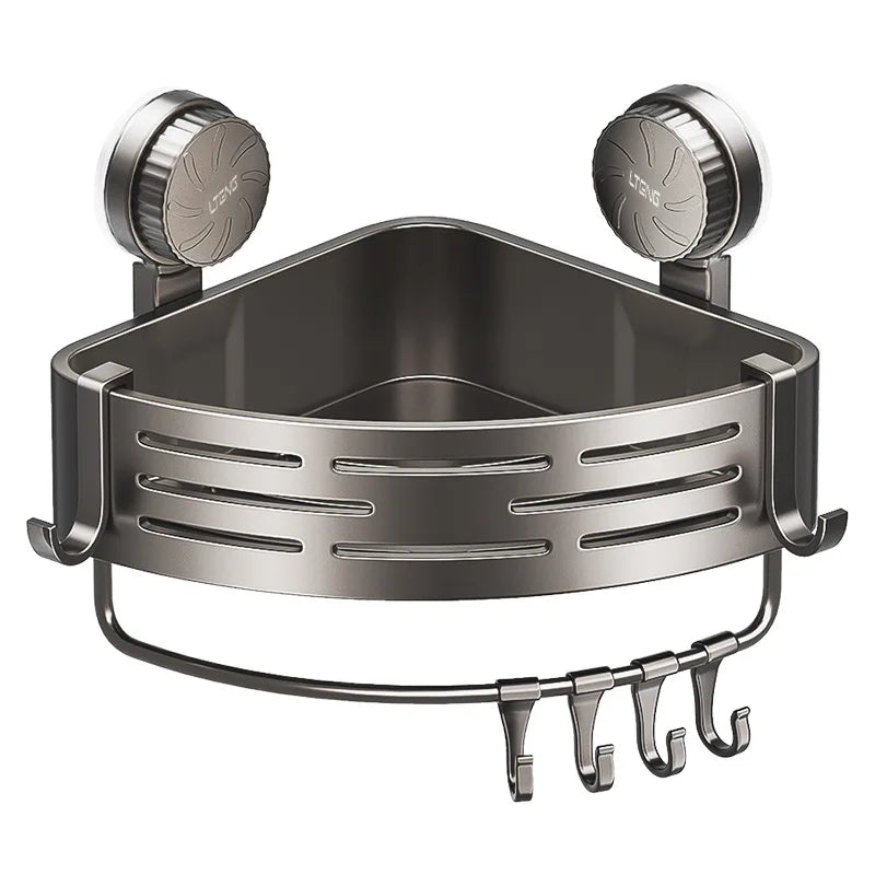 Bathroom suction cup triangular basket storage rack