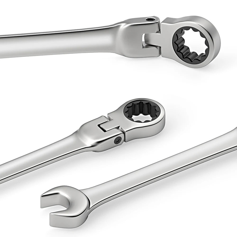 Ratcheting Combination Wrench Set, 6-22mm Metric Flex Head Ratcheting