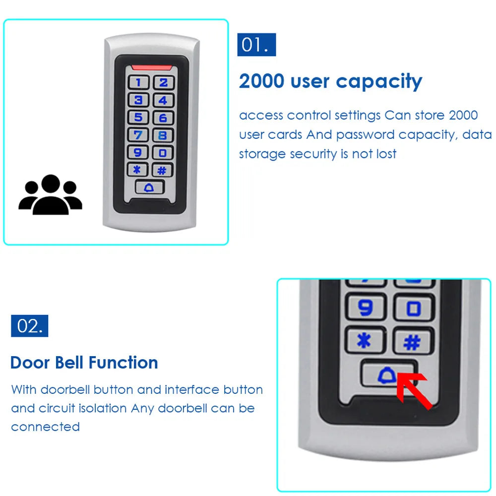 Backlight Metal Keypad Wiegand RFID Card Reader 125khz Access Control