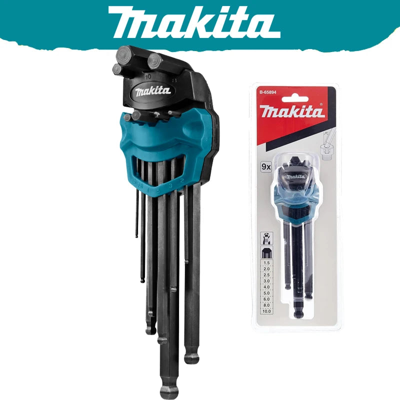 Makita B-65894 Hex Key Wrench Set 9-Piece Multiple Sizes Exagonal