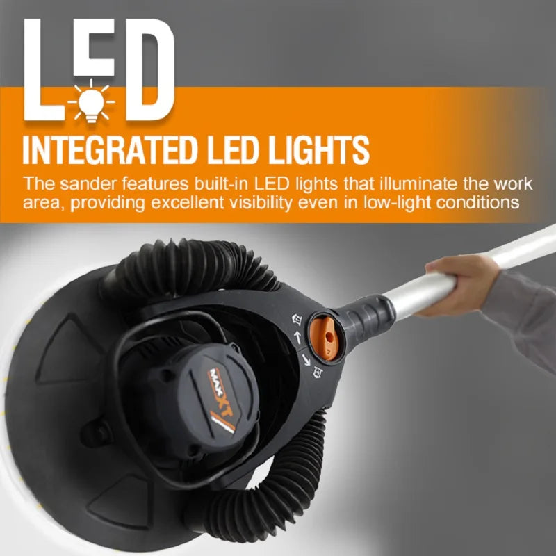 MAXXT 400W Drywall Sander Machine Brushless Motor Led Light 180° Flex