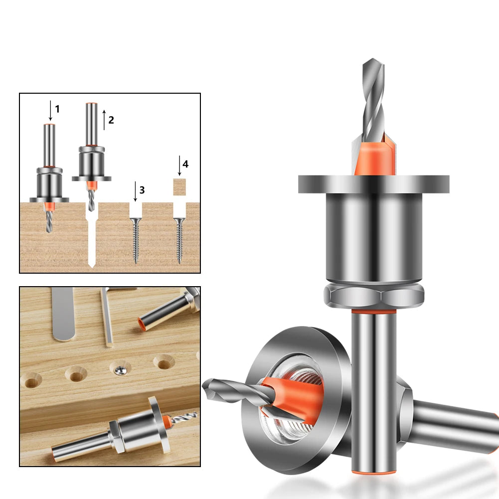 8mm 10mm Shank Adjustable Countersink Woodworking Router Core Limiter
