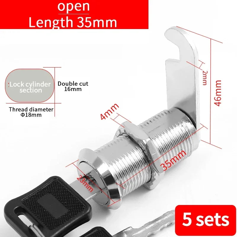 5/20 Sets Security Cam Locks - Metal Alloy Cylinder Cabinet Locker