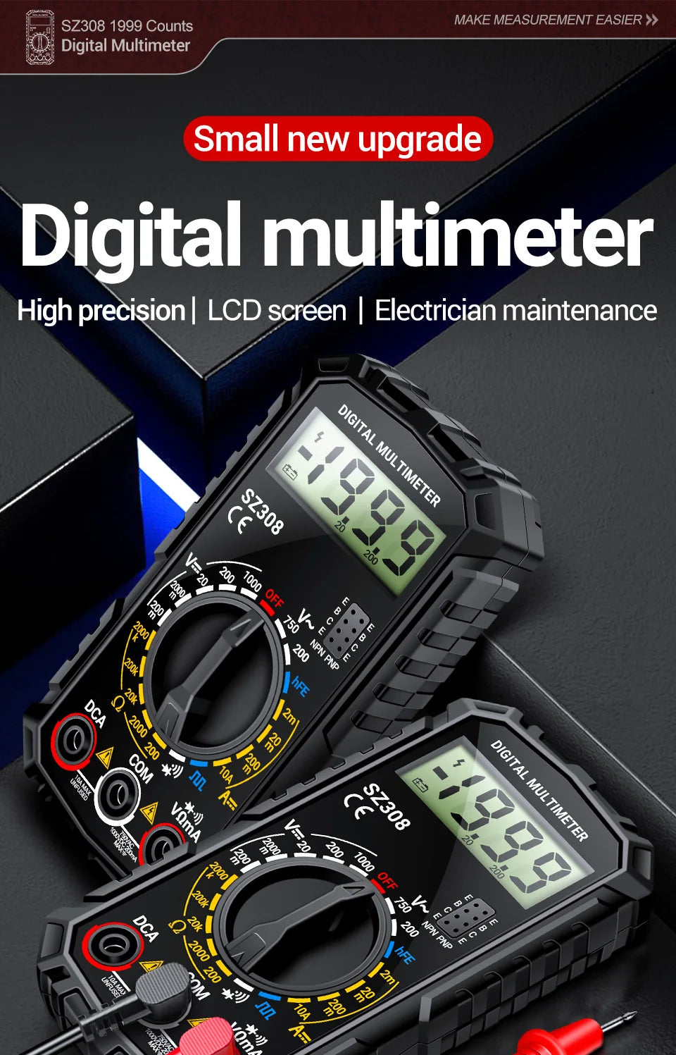 Multimeter Tester Pen Suit ANENG Multimeters 1999 Counts 24-250V
