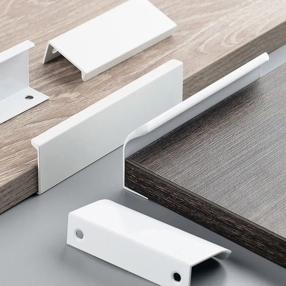 White Hidden Cabinet Pulls Drawer Knobs Long Pull Hidden Handles Al...