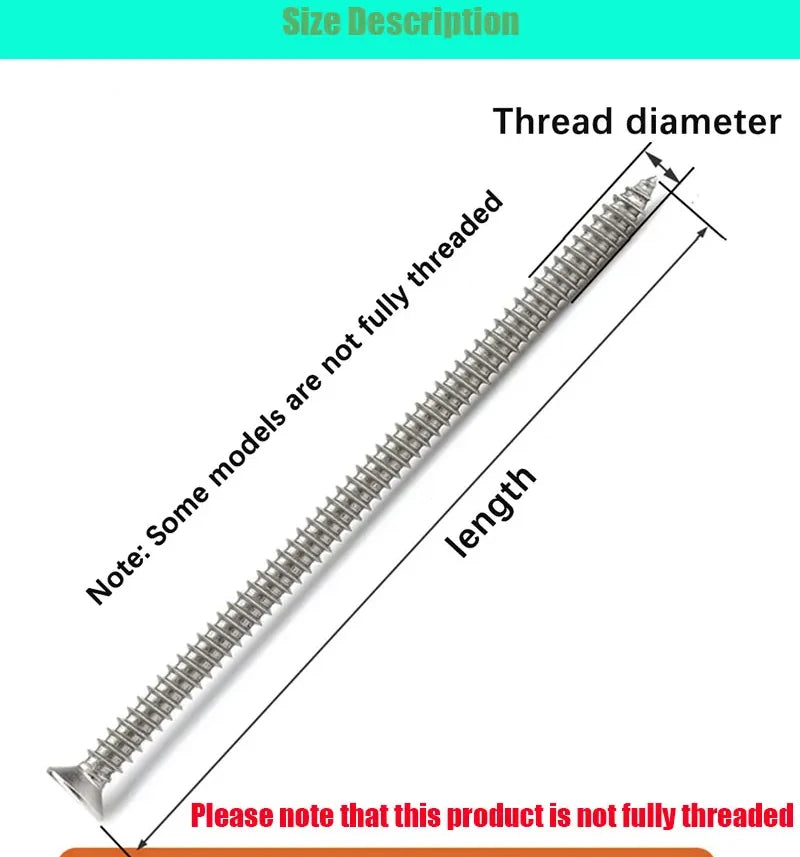 M5 lengthening Flat Head Tapping Long Wood Screw Stainless steel